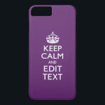 Capa Para iPhone Da Case-Mate MANTER CALM Personalizado E Editar Texto em Roxo<br><div class="desc">Um sotaque roxo personalizado, estilo "Manter Calmo e Continuar", dizendo em um presente personalizado. Humorístico ou caprichoso experimente suas palavras criativas nas duas linhas editáveis de texto. Lembre-se de usar letras CAPITAL para obter melhores resultados. Use o link "Perguntar a este Designer" para entrar em contato conosco com suas solicitações...</div>