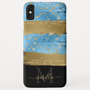 Capa Para iPhone Da Case-Mate Manuscrito Dourado Brilhante Azul Monograma