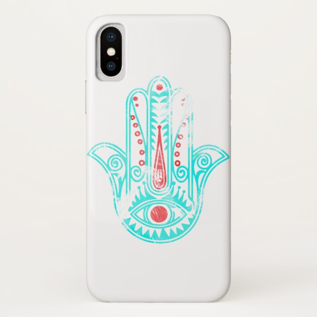 Capa Para iPhone, Case-Mate Mão vermelha espiritual de Hamsa da aguarela da (Verso)