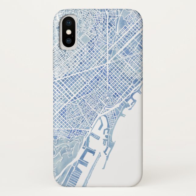 Capa Para iPhone, Case-Mate Mapa da aguarela de Barcelona (Verso)