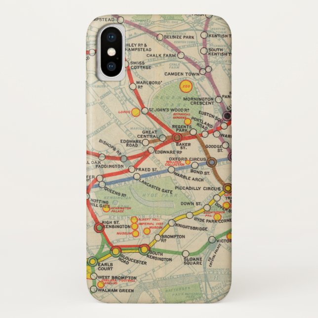Capa Para iPhone, Case-Mate Mapa das estradas de ferro subterrâneas de Londres (Verso)