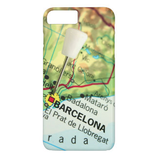 Capa iPhone 8 Plus/7 Plus Mapa de Barcelona com alfinete