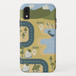 Capa Para iPhone Da Case-Mate mapa de viagem de férias do cenário de cartoon na 