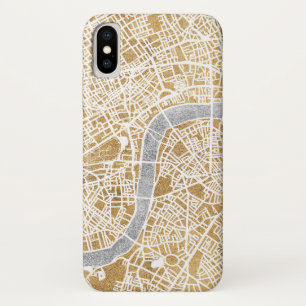 Capa Para iPhone X Mapa dourado da cidade de Londres