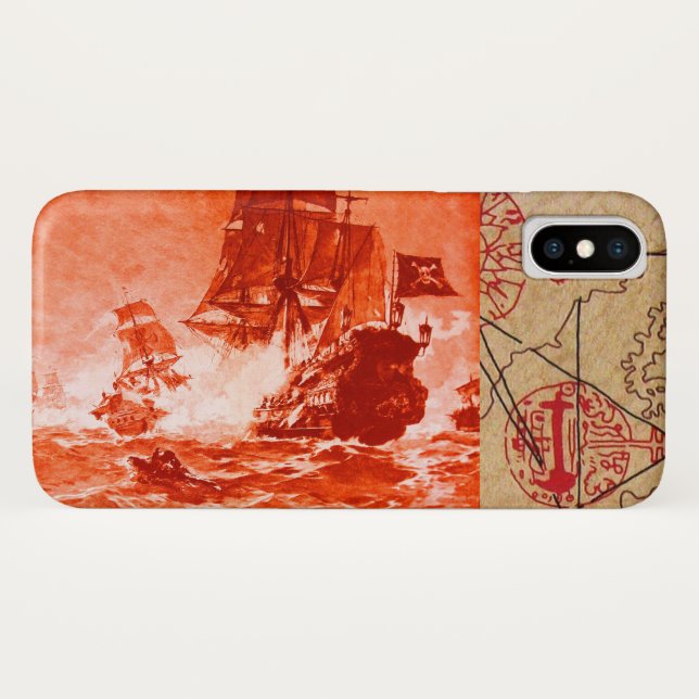 CAPA PARA iPhone, Case-Mate  MAPAS DE TRATAMENTO DE PIRATAS PIRATAS DE PIRATAS  (Verso (Horizontal))