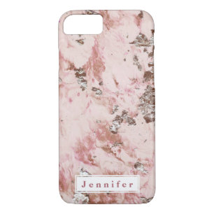 Capa Para iPhone Da Case-Mate Marble de ouro rosa brilhante moderno, pincelado,