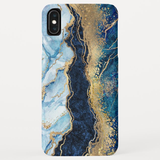 Capa Para iPhone, Case-Mate Marble Dourado Azul (Verso)