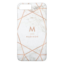 Marble Look com Faux Rosa Dourado Padrão Geométric