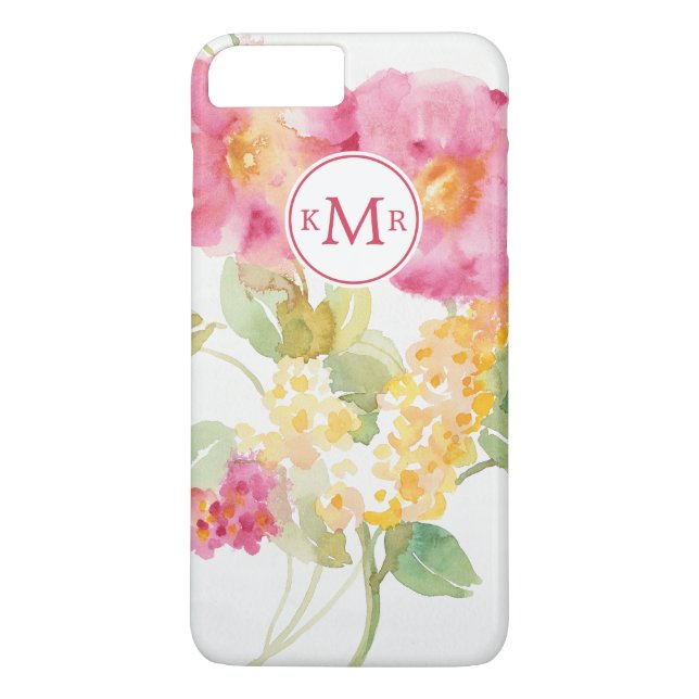 Capa Para iPhone, Case-Mate Margarida branca do monograma | no azul (Verso)