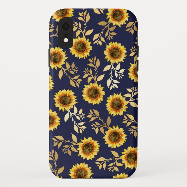 Capa Para iPhone, Case-Mate Marinho Amarelo sunny Dourado Girassóis Girassóis  (Verso)