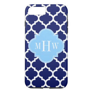 Capa Para iPhone Da Case-Mate Marinho Azul Branco marroquino #5 Sky Azul Nome Mo
