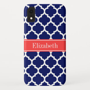 Capa Para iPhone Da Case-Mate Marinho Azul Branco Marroquino #5 Vermelho Coral N