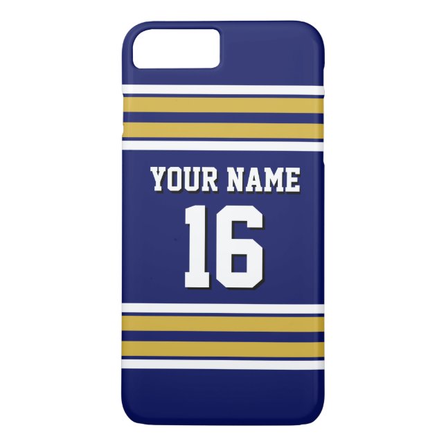 Capa Para iPhone, Case-Mate Marinho Azul Dourado WhTeam Jersey Nome do Número  (Verso)