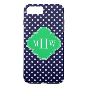 Capa Para iPhone Da Case-Mate Marinho Bolinhas branca Emerald Quatrefoil 3 Monog