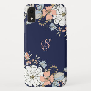 Capa Para iPhone Da Case-Mate Marinho Cor-de-Rosa Azul Floral Personalizado