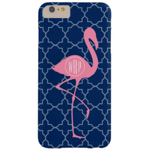 Capa Barely There Para iPhone 6 Plus Marinho cor-de-rosa Quatrefoil do flamingo do