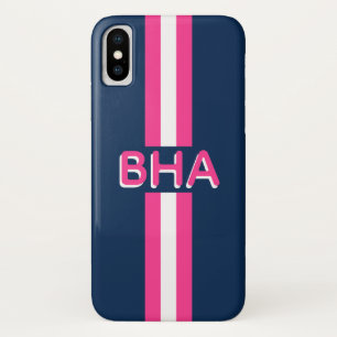 Capa Para iPhone Da Case-Mate Marinho e monograma da listra do rosa quente