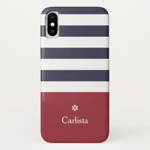 Capa Para iPhone Da Case-Mate Marinho largo Blue Horizontal Stripes Red Name Dai