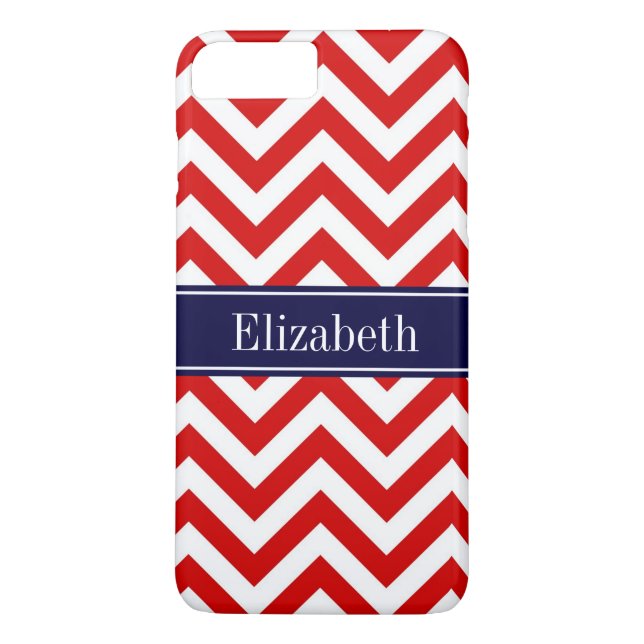 Capa Para iPhone, Case-Mate Marinho LG Branco Vermelho Cevron  Azul Nome Monog (Verso)