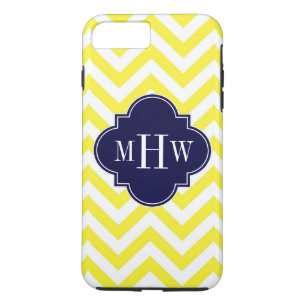 Capa Para iPhone Da Case-Mate Marinho Quatrefoil 3 Monograma Lg Amarelo