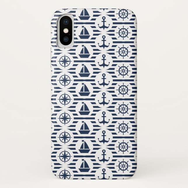 Capa Para iPhone, Case-Mate Marítimo no teste padrão azul (Verso)