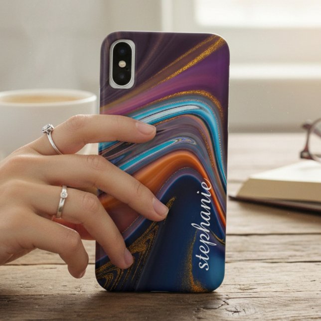 Capa Para iPhone, Case-Mate Mármore Dourado Arco-íris Escuro (Criador carregado)