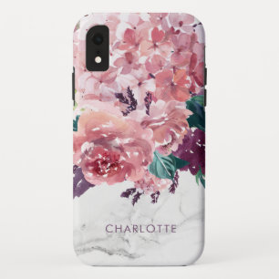 Capa Para iPhone Da Case-Mate Mármore Floral de Cor de Água Rosa Personalizado