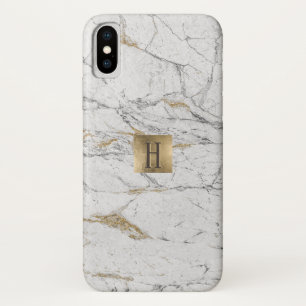 Capa Para iPhone X Mármore na moda do ouro branco da etiqueta Dourad