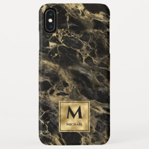 Capa Para iPhone Da Case-Mate Mármore Preto e Dourado Monograma Luxo Elegante