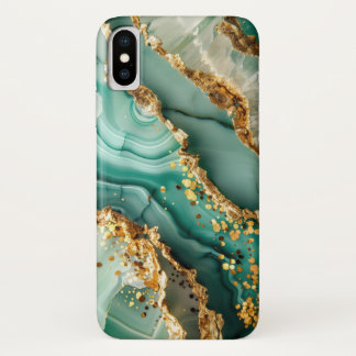 Capa Para iPhone Da Case-Mate Mármore Verde e Dourado Elegante