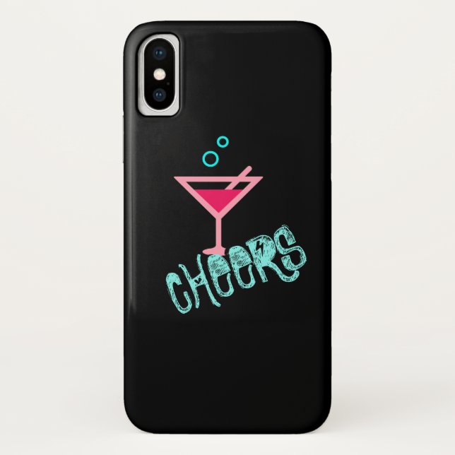 Capa Para iPhone, Case-Mate Martini - Arte de Pop, Rosa e Turquesa com Álcool (Verso)