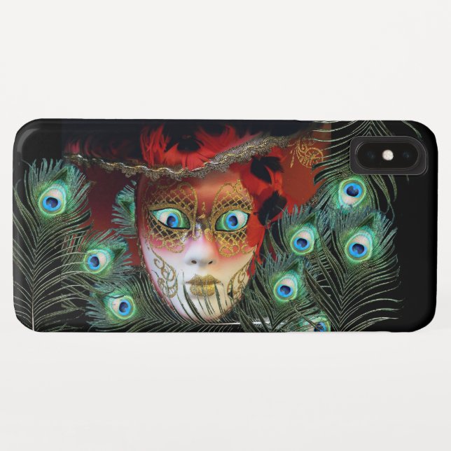 CAPA PARA iPhone, Case-Mate  MÁSCARA VERMELHA COM FESTA DE MASCARADA (Verso (Horizontal))