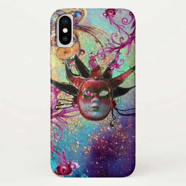 Capa Para iPhone, Case-Mate MASCARADA de Festa de MÁSCARA VERMELHA NEGRA (Verso)