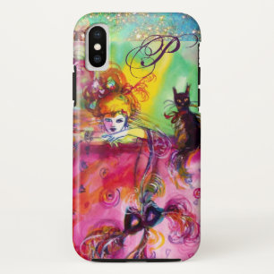 CAPA PARA iPhone XS MASCARADA NOITE / LADY COM MONOGRAMA GATO PRETO