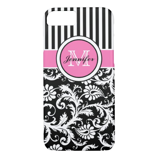 Capa Para iPhone, Case-Mate Matizes Rosa, Pretos, Laminados Brancos (Verso)