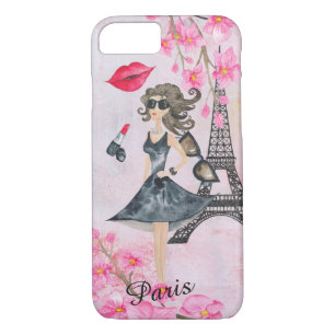 Capa Para iPhone Da Case-Mate Menina da forma em Paris Phonecase editável