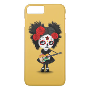 Capa Para iPhone Da Case-Mate Menina do crânio do açúcar que joga a guitarra