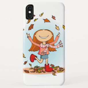 Capa Para iPhone XS Max Menina do outono de outono brincando com folhas