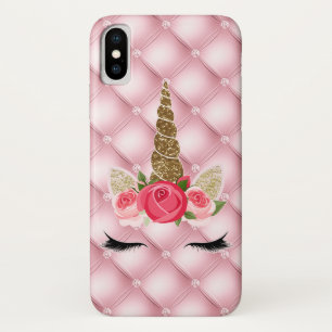 Capa Para iPhone Da Case-Mate Menina Unicórnio com Purpurina Dourada e Rosas Pin