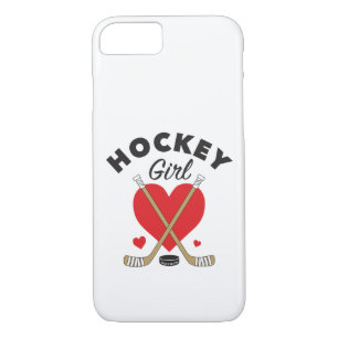 Capa iPhone 8/7 Meninas de hóquei amam bastões de hóquei no coraçã
