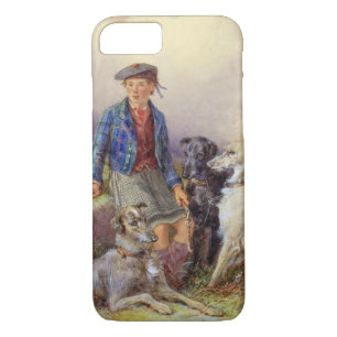 Capa Para iPhone Da Case-Mate Menino escocês com wolfhounds em um landsca das