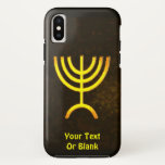 Capa Para iPhone Da Case-Mate Menorah Flame<br><div class="desc">Uma renderização digital marrom e dourada da menorah judia de sete ramificações (hebraico: מְ נ וֹ רָ ‎). Adicione seu próprio texto. A menorah de sete ramificações, usada no santuário portátil montado por Moisés na selva e, mais tarde, no Templo em Jerusalém, tem sido símbolo do judaísmo desde a Antiguidade...</div>