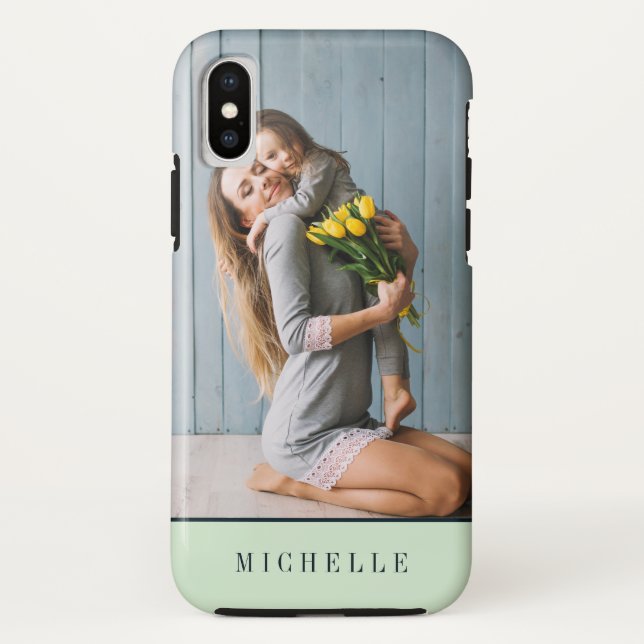 Capa Para iPhone, Case-Mate Menta | Fotomonograma vertical personalizado (Verso)