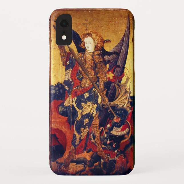 Capa Para iPhone, Case-Mate Michael Vanquishing Devil como Cavaleiro Medieval (Verso)