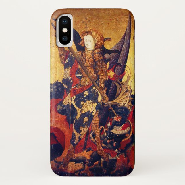 Capa Para iPhone, Case-Mate Michael Vanquishing Devil como Cavaleiro Medieval (Verso)