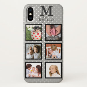 Capa Para iPhone X Micro foto & monograma brancos modernos das cinzas