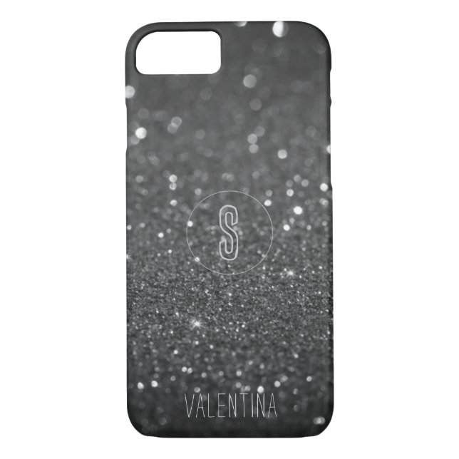 Capa Para iPhone, Case-Mate Minigrama de brilho preto monograma (Verso)