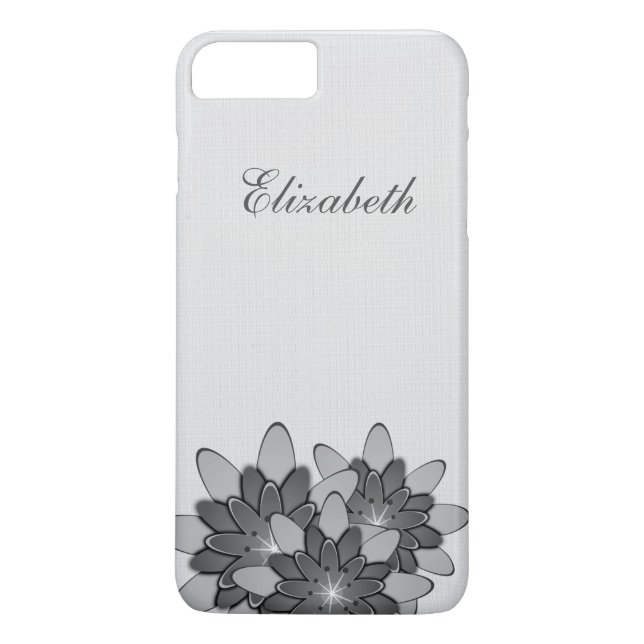 Capa Para iPhone, Case-Mate Mínimo Branco com Lotus Floral de Cinza Personaliz (Verso)