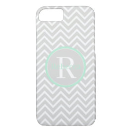 Capa iPhone 8/7 Mint Green Chevron Monograma Mal Ali