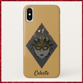 Capa Para iPhone Da Case-Mate Misteriosa Mascarada de Bronze e Glitter Preto